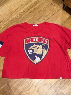 47 Brand Red Florida Panthers Red Cropped Tee
